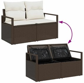 Kerti Kanapé Szett tárolóval 5 pcs Barna Poli rattan