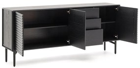 Fekete komód tölgyfa dekorral 200x86x45 cm Lenon – Kave Home