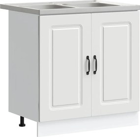 vidaXL Konyhaszekrény tárolóval Kalmar Fehér 80 x 46 x 81,5 cm Faanyag