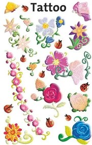 Matrica, tetoválás, 1 ív, 76x120 mm, AVERY ZWECKFORM, Z-Design No.56691, színes virágok (AY56691)