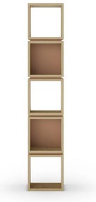 Téglavörös-natúr színű könyvespolc tölgyfa dekorral 32x167 cm Lofty – Marckeric