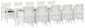 vidaXL Kert étkező szett 11 pcs Fehér Poli rattan és alumínium