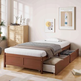 Gyerekágy Egyszemélyes ágy Lapos ágy 2 fiókkal 90x200cm barna