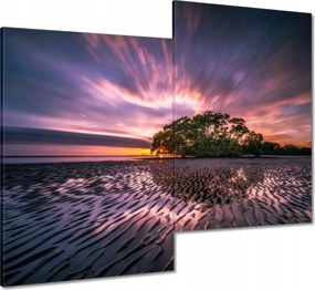 Vászonkép 80x70 Gyönyörű lila tájkép