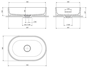 OMNIRES OVOUNBM - OVO 55x36 cm dolomit mosdó, matt fehér, pultba szerelhető