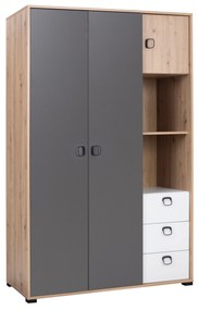 Ruhásszekrény Kevyt 1 (artisan tölgy + fehér + grafit). 1087385