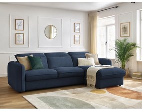 Sötétkék kinyitható sarokkanapé (variálható) Achille – Bobochic Paris