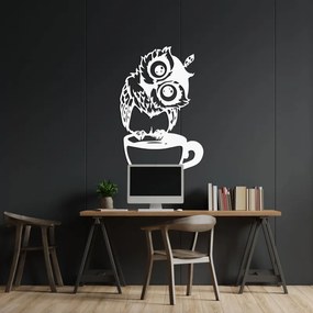 Aranyos fából készült falfestmény egy bagolyról egy csészében | Bagoly