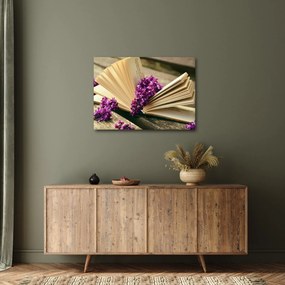Kép egy könyvröl és a lila virágok (70x50 cm)