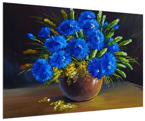 Kék virágok a vázában (90x60 cm)