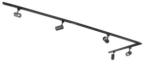 Modern fekete sínrendszer 5 spotlámpával, 1 fázisú - Jeana