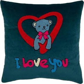 Párnahuzat 45x45 Velúr 3D Maci A Szívben Jancsi Valentin Napi Párna