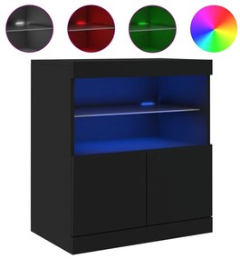 fekete tálalószekrény LED-világítással 60 x 37 x 67 cm