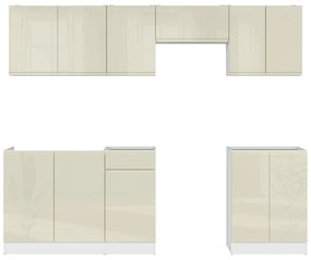 Konyhabútor 240 cm Junona Line (fényes vanília + fehér). 1098517
