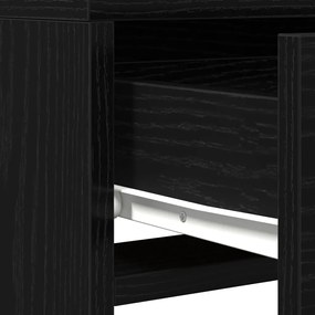Fodrásztükör LED lámpával Fekete tölgy 50x41x140 cm
