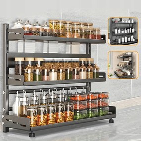 Konyhai Polc Fűszertartó Állvány Fém Rendszerező Polc 3 Szint