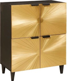 vidaXL Oldalsó szekrény tárolóval Fekete és Arany 60 x 33,5 x 75 cm