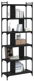 6 szintes fekete szerelt fa könyvespolc 76 x 32 x 192 cm