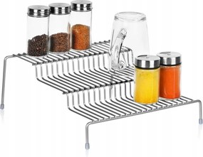 Konyhai Polc Fém 3 Szintes Könyvespolc Fűszertartó Szürke