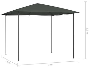 Antracitszürke pavilon 3 x 3 x 2,6 m 160 g/m²