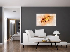 Kép - narancssárga pillangó, akvarell (90x60 cm)