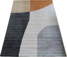 Modern szőnyeg nappaliba 150x200cm,szürke krém narancssárga,rövid haj