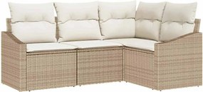 vidaXL Kanapé Szett párnával 4 pcs Bézs polirattan