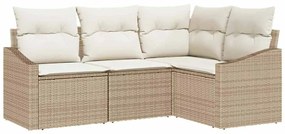 vidaXL Kanapé Szett párnával 4 pcs Bézs polirattan