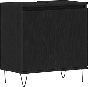 vidaXL Fürdőszobai mosdószekrény Fekete tölgy 58 x 33 x 60 cm Faanyag