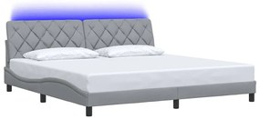 világosszürke szövet ágykeret LED-es matrac nélkül 200 x 200 cm