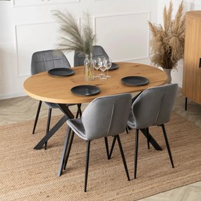 Bővíthető Étkezőasztal Arany Tölgy/Fekete Színben. LUGO 90-190 cm