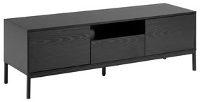 Fekete TV-állvány kőrisfa dekorral 140x45 cm Seaford – Actona