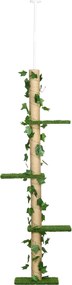 PawHut Macska Fa, Padlótól a Mennyezetig Érő Kaparóoszlop, 202-242 cm, Mászófa, Állítható Magasságú Macska Fa, Játékfa Dőlést Megelőző Védelemmel, Zsu