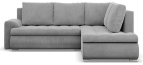 Tokio sarokkanapé, L alakú háttámlával, 2 ágyneműtartóval, kordbársony, jobboldali, szürke