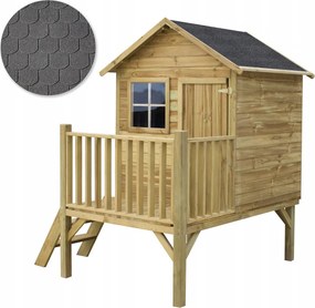 Fa kerti házikó gyerekeknek Tomi antracit zsindely Szett