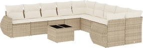 vidaXL 11 részes bézs polyrattan kerti ülőgarnitúra párnákkal