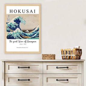 Hokusai A nagy hullám Kanagavánál keretezett falikép, 35 x 45 cm