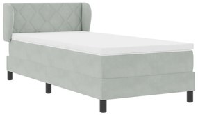 Boxspring Ágy Matraccal Világosszürke 90x200 cm Bársony