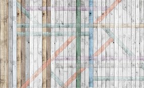 Fotótapéta Deszka pasztell csíkok geometria Fa pasztell 208x146 +ragasztó