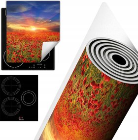 Tűzhelyvédő Szőnyeg Asztali Dekoráció 45x52 piros pipacs