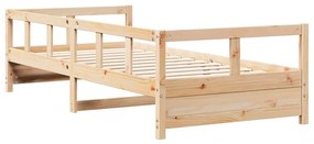 természetes színű tömör fenyőfa kanapéágy 90 x 200 cm