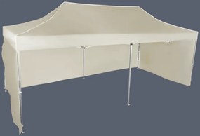 Gyorsan összecsukható sátor 3x6m - alumínium, 3 oldalfal, Bézs