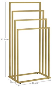 Törölközőtartó LINESTRO fémből 4 karral 93x45cm, arany