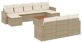 vidaXL 11 részes bézs polyrattan kerti ülőgarnitúra párnákkal