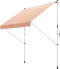 Outsunny Összecsukható Kézi Napernyő 3x1.5 m Kültéri Terasz Rolós Napernyő Magasságában Állítható Crank 170-280 cm Fúrás Nélkül Balkorra Kertbe Naranc