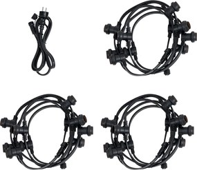 Összekapcsolható fekete fényfüzér dugóval 18m, E27 P45 30 izzóval, IP44 - Lubber