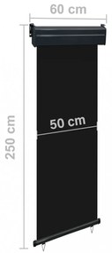 fekete erkély oldalnapellenző 65 x 250 cm