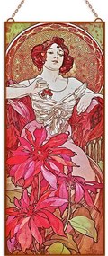 Alfons Mucha - Ékköveg - Rubin üvegkép, falikép