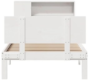 fehér tömör fenyőfa könyvespolcos ágy matrac nélkül 100x200 cm