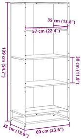 fekete szerelt fa könyvszekrény 60 x 35 x 139 cm